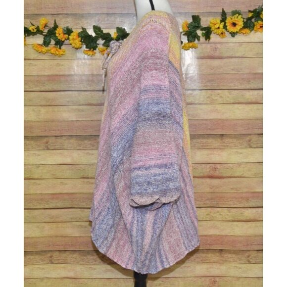 Pretty Coldwater Creek Colorful Pullover Poncho Sweater One Size V-Neck Layering - Picture 5 of 10